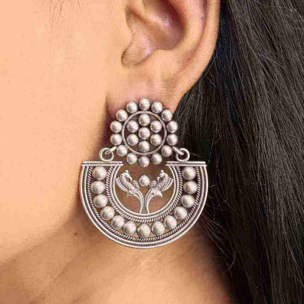 Maharani Jewels Inspired Oxidised Plated Dangler Earrings