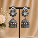 Maharani Jewels Inspired Oxidised Plated Pota Stone Jhumki Earrings