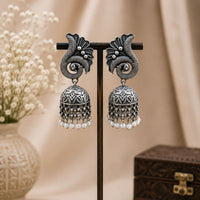 Maharani Jewels Inspired Oxidised Plated Pearl Jhumki Earrings