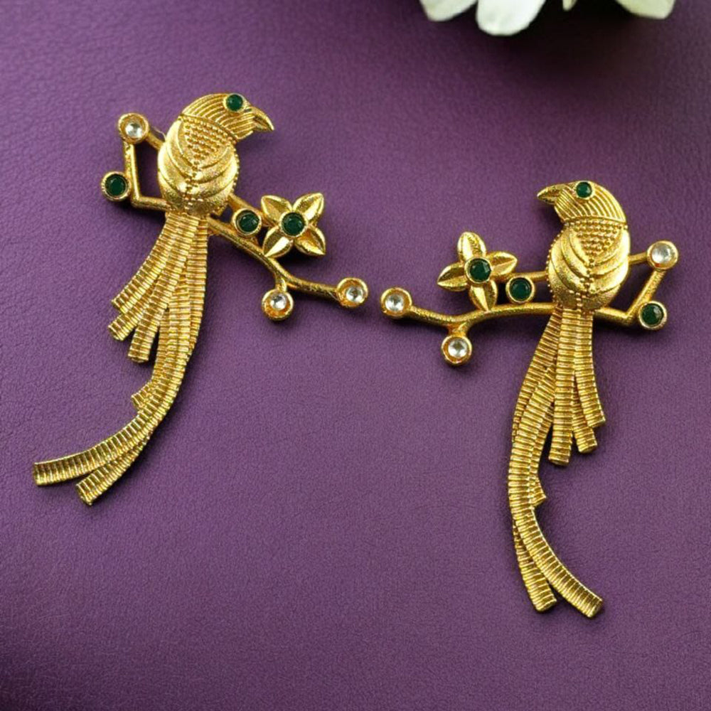 Maharani Jewels Peacock Bird Design Floral Dangler Earrings for Women