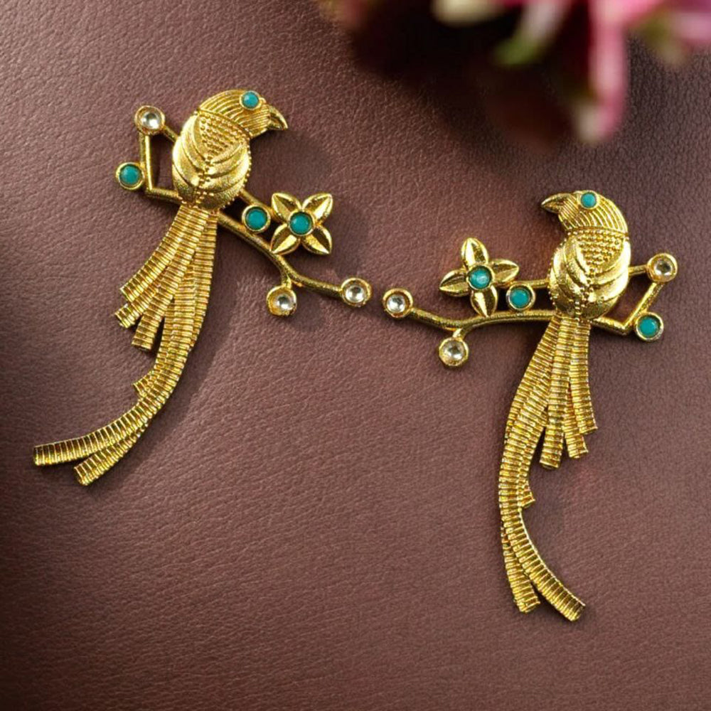 Maharani Jewels Peacock Bird Design Floral Dangler Earrings for Women