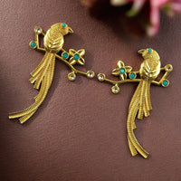 Maharani Jewels Peacock Bird Design Floral Dangler Earrings for Women