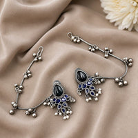 Maharani Jewels Designer Pota Stone And Pearl Dangler Kaanchain Earrings
