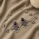 Maharani Jewels Designer Pota Stone And Pearl Dangler Kaanchain Earrings