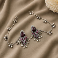 Maharani Jewels Designer Pota Stone And Pearl Dangler Kaanchain Earrings