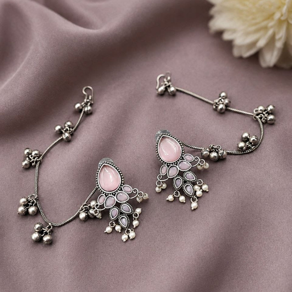 Maharani Jewels Designer Pota Stone And Pearl Dangler Kaanchain Earrings