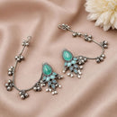 Maharani Jewels Designer Pota Stone And Pearl Dangler Kaanchain Earrings