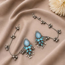Maharani Jewels Designer Pota Stone And Pearl Dangler Kaanchain Earrings