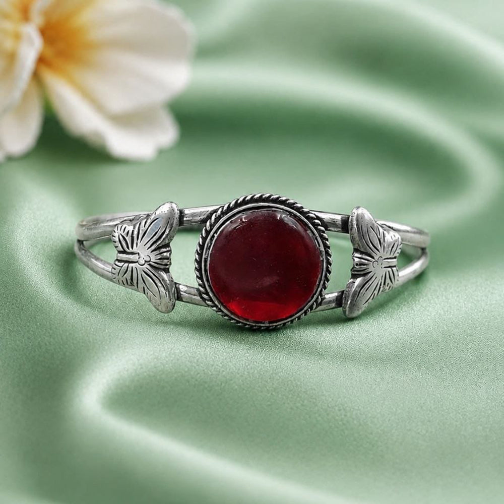 Maharani Jewels Oxidised Plated Pota Stone Openable Kada