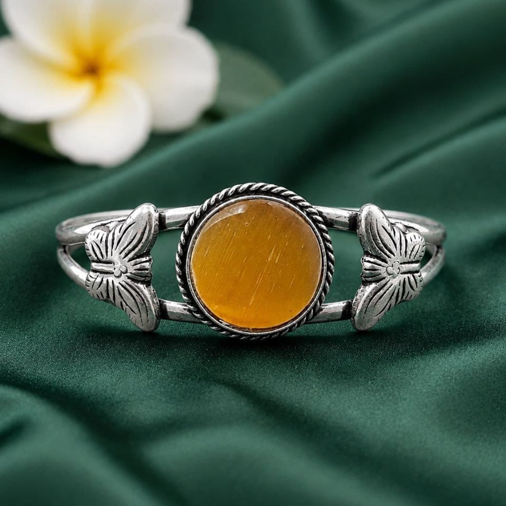 Maharani Jewels Oxidised Plated Pota Stone Openable Kada