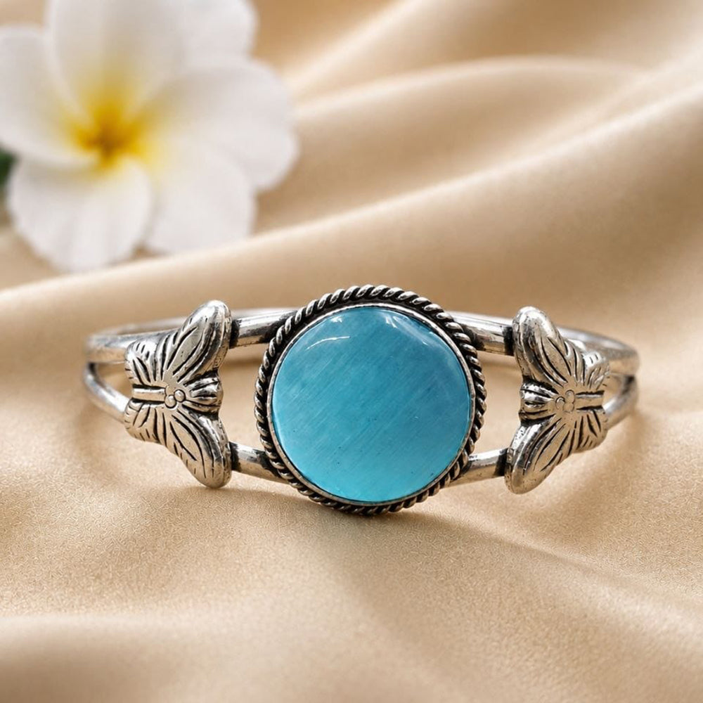Maharani Jewels Oxidised Plated Pota Stone Openable Kada