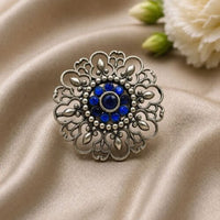 Maharani Jewels Oxidised Pota Stone Statement Ring
