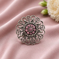 Maharani Jewels Oxidised Pota Stone Statement Ring