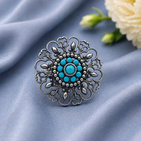 Maharani Jewels Oxidised Pota Stone Statement Ring