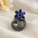 Maharani Jewels Oxidised Pota Stone Statement Ring