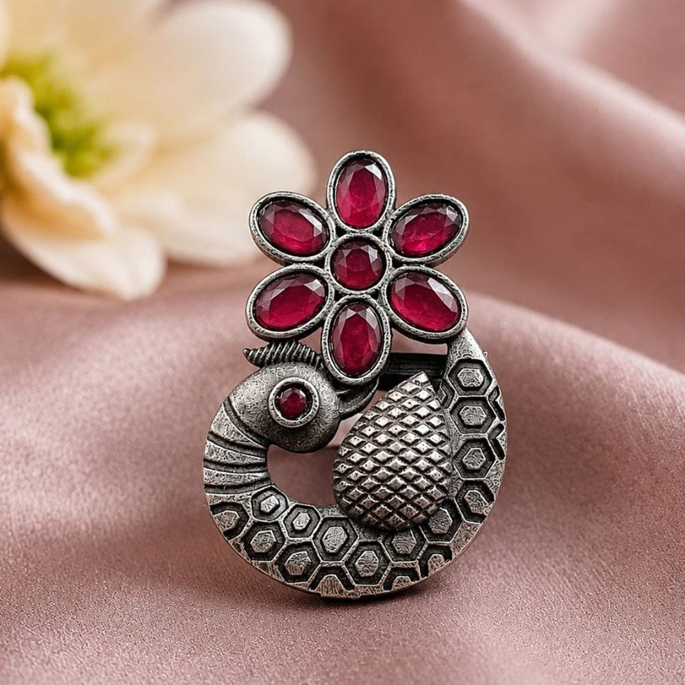 Maharani Jewels Oxidised Pota Stone Statement Ring