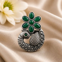 Maharani Jewels Oxidised Pota Stone Statement Ring