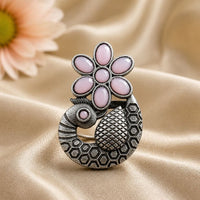 Maharani Jewels Oxidised Pota Stone Statement Ring