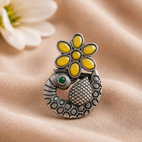 Maharani Jewels Oxidised Pota Stone Statement Ring