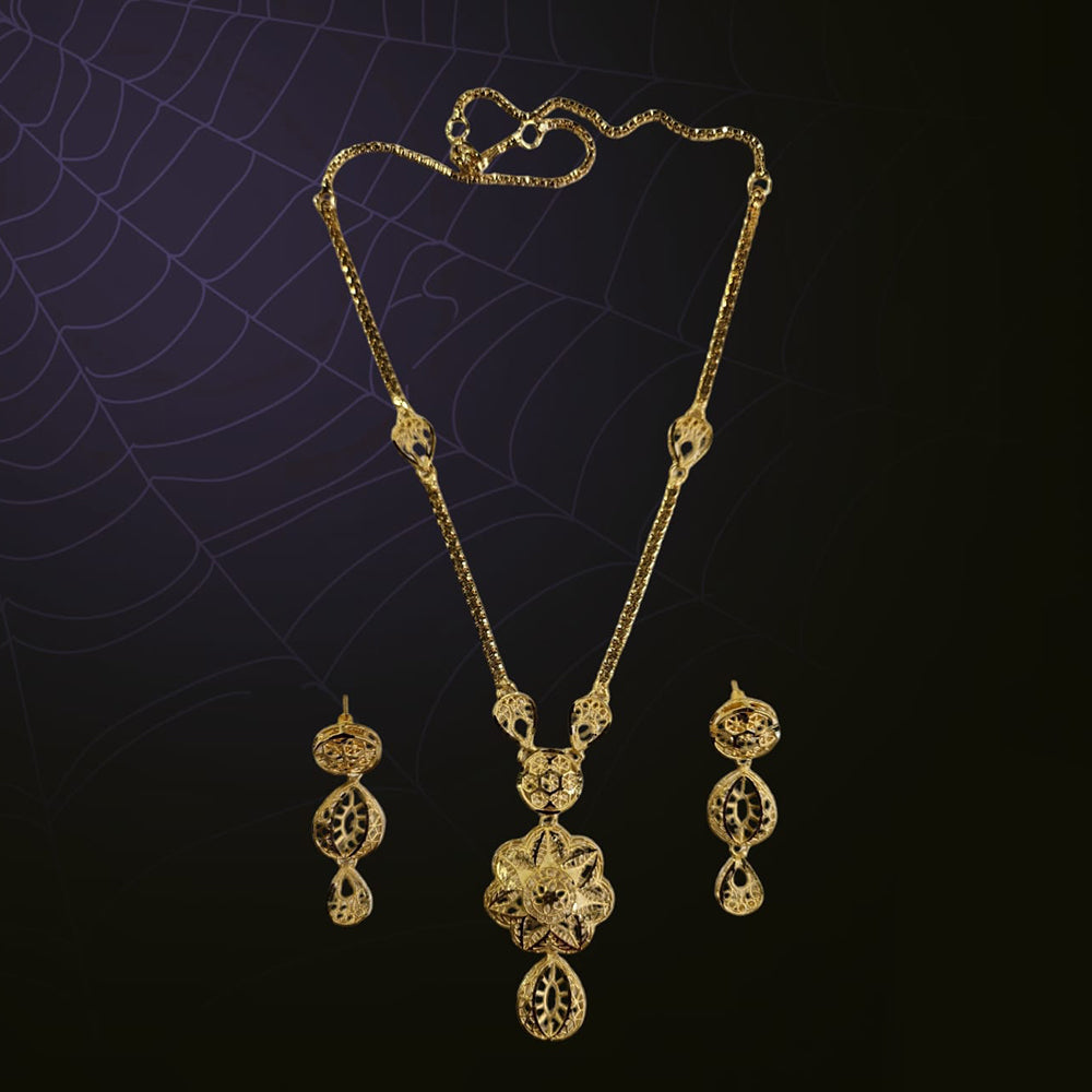 Nakoda Jewels Brass Copper Gold Plated Chain Pendant Set
