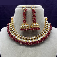 Royal Kundan Jewellery Gold Plated Kundan Stone And Pearls Necklace Set