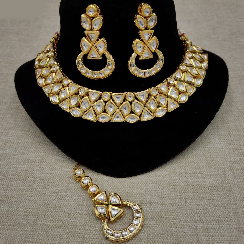 Royal Kundan Jewellery Gold Plated Kundan Stone Necklace Set