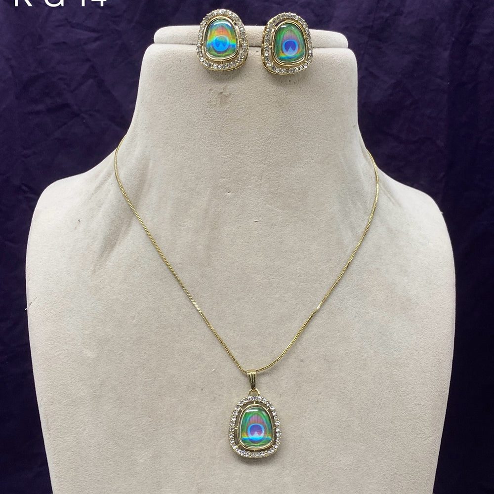 Royal Kundan Jewellery Gold Plated Austrain Stone Chain Pendent Set
