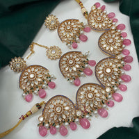 Royal Kundan Jewellery Gold Plated Polki Kundan Stone And Beads Necklace Set