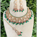 Royal Kundan Jewellery Gold Plated Polki Kundan Stone And Beads Necklace Set