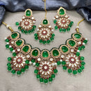 Royal Kundan Jewellery Gold Plated Polki Kundan Stone And Beads Necklace Set