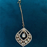 Royal Kundan Jewellery Gold Plated Polki Kundan Stone And Beads Maangtikka