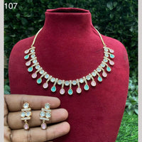 Royal Kundan Jewellery Gold Plated Polki Kundan Stone Necklace Set