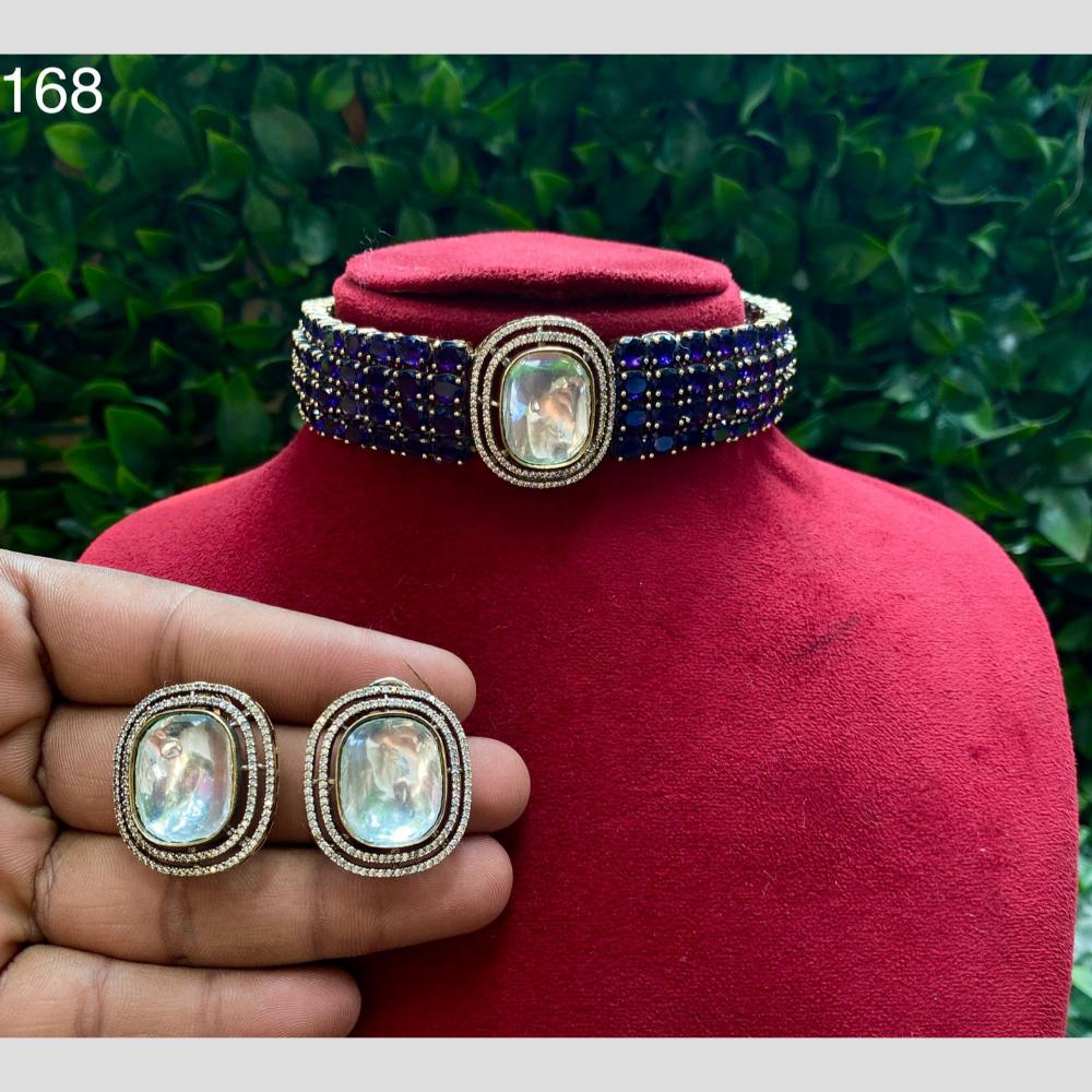 Royal Kundan Jewellery Gold Plated American Daimonds Choker Necklace Set