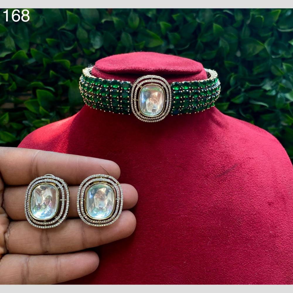 Royal Kundan Jewellery Gold Plated American Daimonds Choker Necklace Set