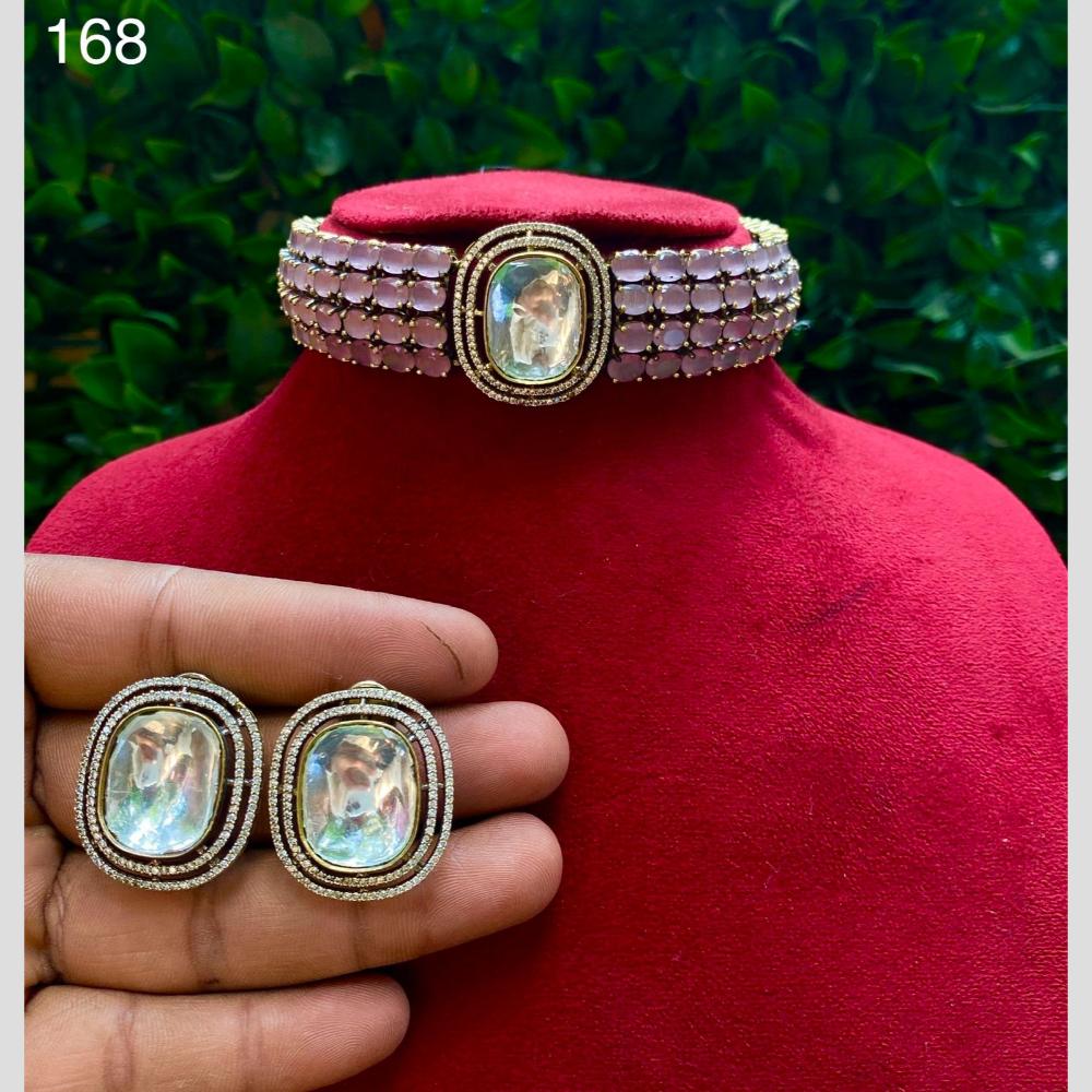 Royal Kundan Jewellery Gold Plated American Daimonds Choker Necklace Set