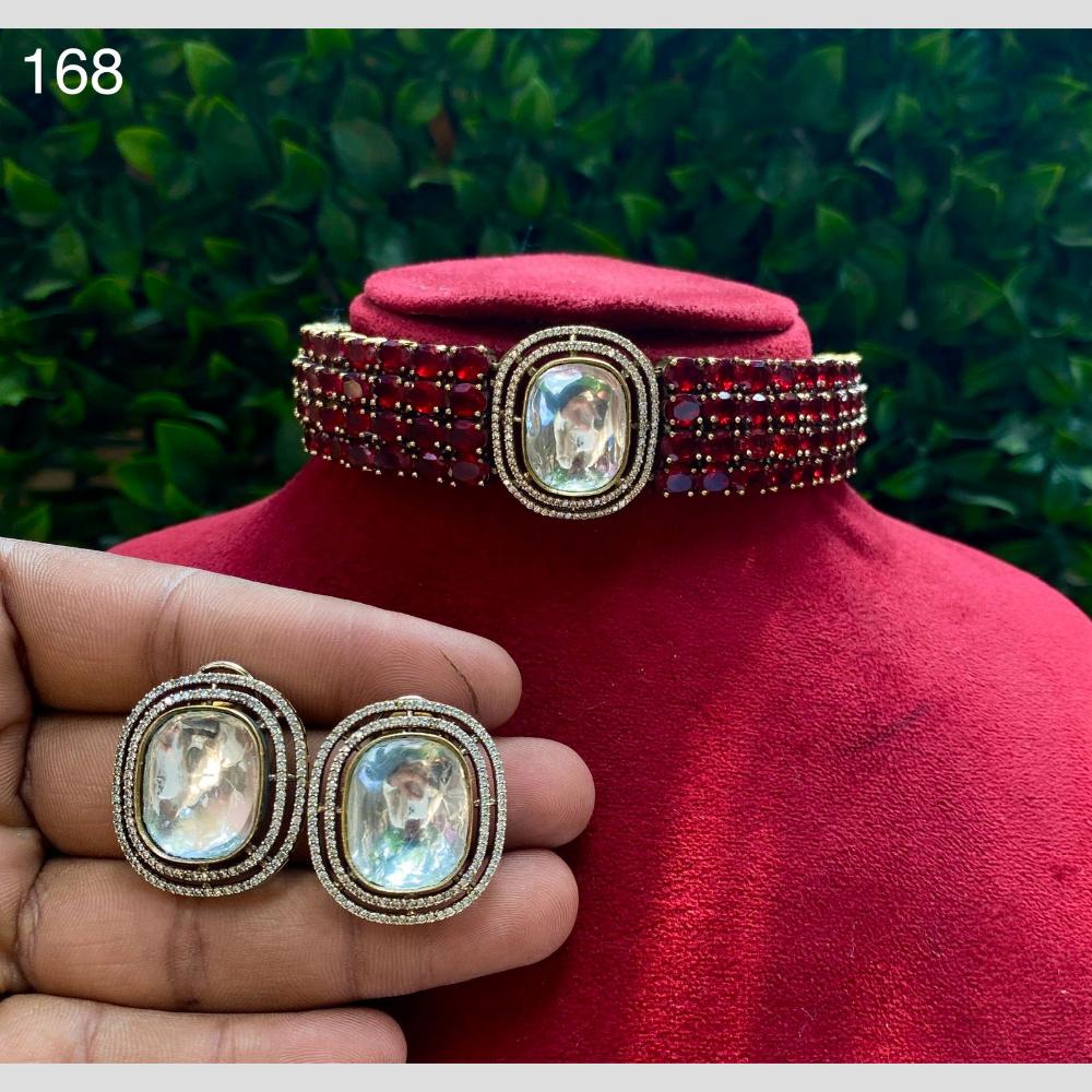 Royal Kundan Jewellery Gold Plated American Daimonds Choker Necklace Set