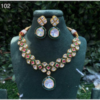 Royal Kundan Jewellery Gold Plated Kundan Stone Necklace Set