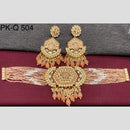 Royal Kundan Jewellery Gold Plated Kundan Stone And Beads Choker Necklace Set