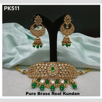 Royal Kundan Jewellery Gold Plated Kundan Stone And Beads Choker Necklace Set