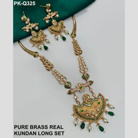 Royal Kundan Jewellery Gold Plated Polki Kundan Stone And Beads Long Necklace Set
