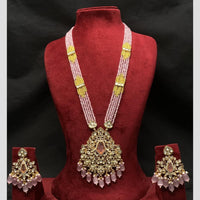 Royal Kundan Jewellery Gold Plated Kundan Stone And Beads Necklace Set