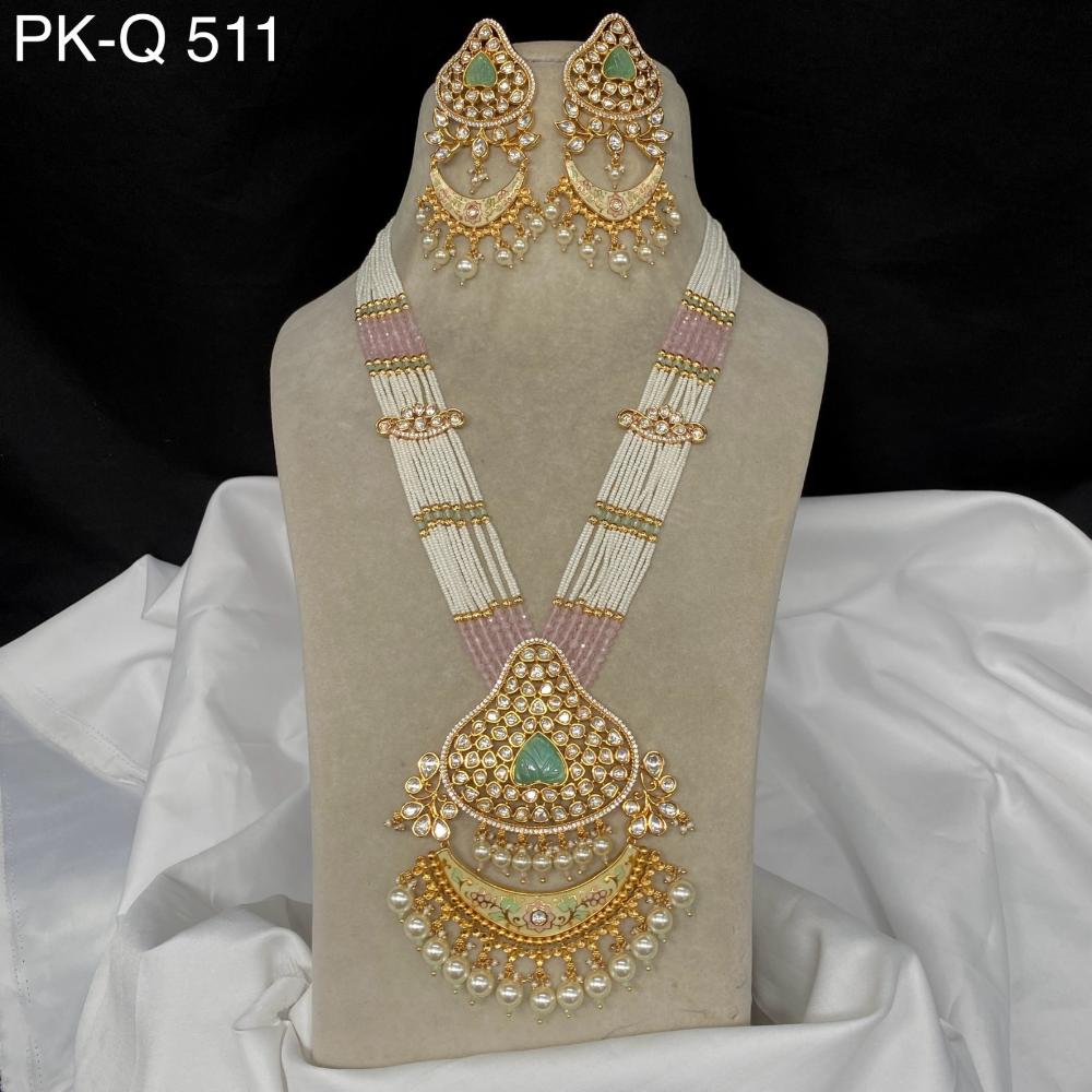 Royal Kundan Jewellery Gold Plated Kundan Stone And Pearls Necklace Set