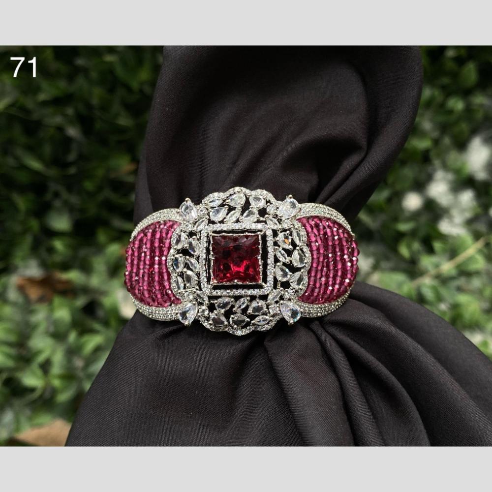 Royal Kundan Jewellery Silver Plated American Daimonds Bracelet