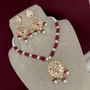 Royal Kundan Jewellery Gold Plated Polki Kundan Stone And Beads Meenakari Necklace Set