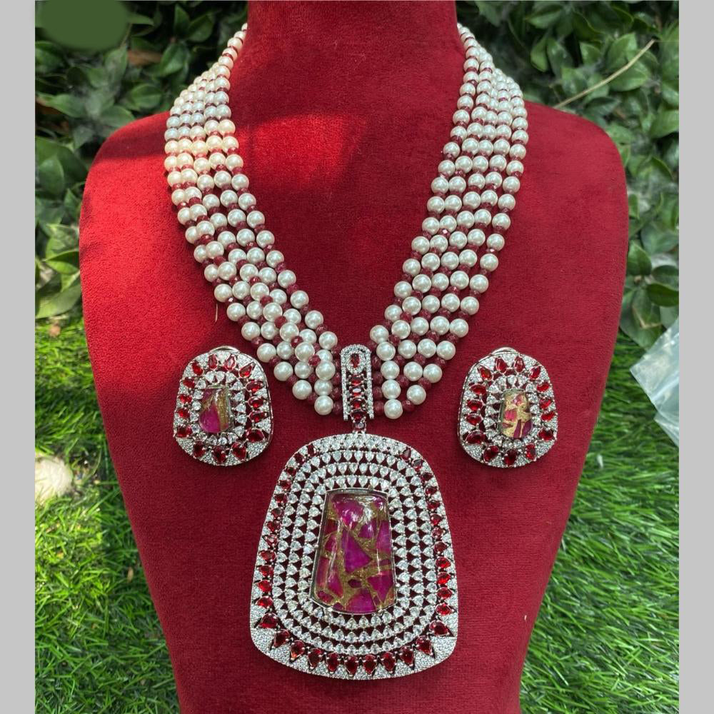 Royal Kundan Jewellery Silver Plated American Diamonds Necklace Set