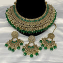 Royal Kundan Jewellery Gold Plated Crystal Stone And Beads Necklace Set