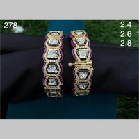 Royal Kundan Jewellery Gold Plated Polki Kundan Stone Openable Bangles Set