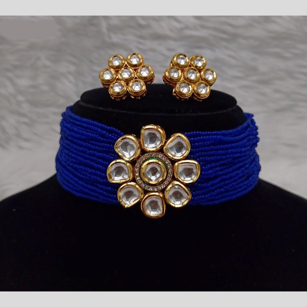 Royal Kundan Jewellery Gold Plated Kundan Stone And Pearls Choker Necklace Set