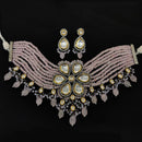 Royal Kundan Jewellery 2 Tone Plated Kundan Stone And Beads Choker Necklace Set