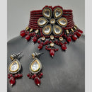 Royal Kundan Jewellery 2 Tone Plated Kundan Stone And Beads Choker Necklace Set